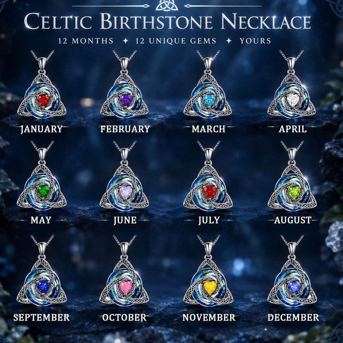 ♾️Hot sale 50% OFF🎁💖Birthstone Celtic Knot Necklace for Women
